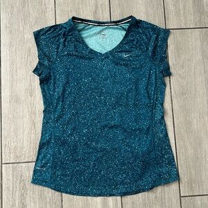 Nike Dri-fit Blue Speckle Short Sleeve Running Shirt Size Large